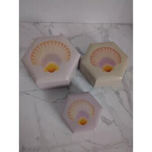 Vintage Nesting Sea Shell Boxes Set Of 3